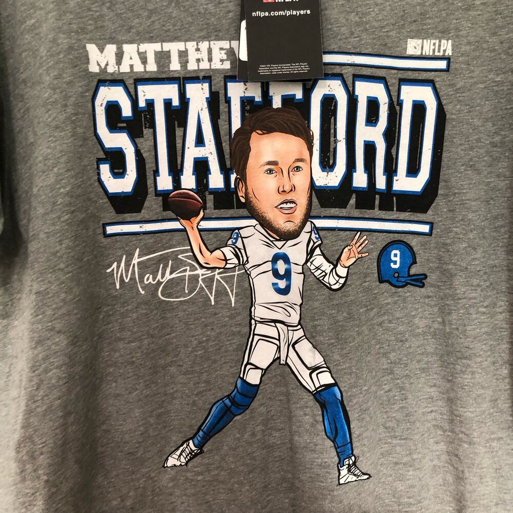 Matthew Stafford Los Angeles Rams NFLPA Graphic T-Shirt Gray Mens Medium NEW‎